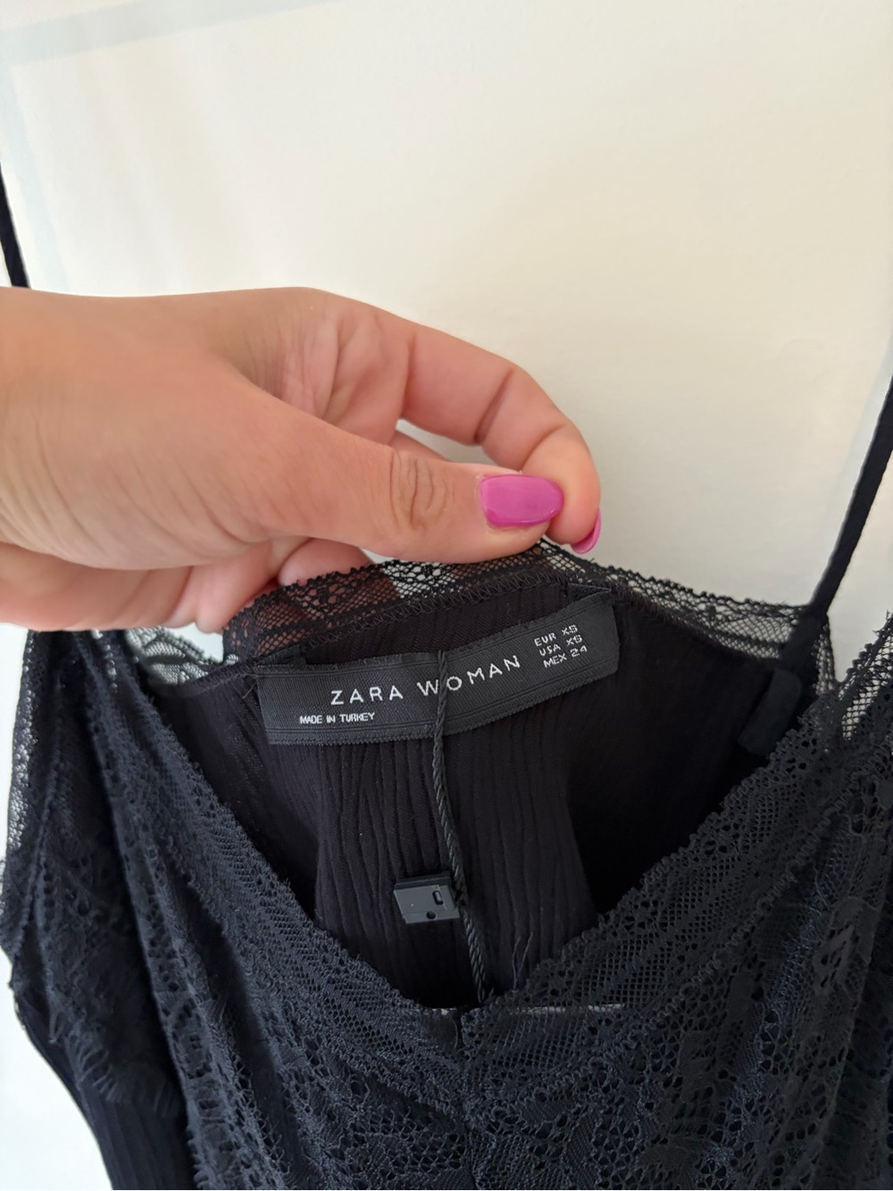 Zara Black Lace-Trim Slip Dress - Picture 5 of 6